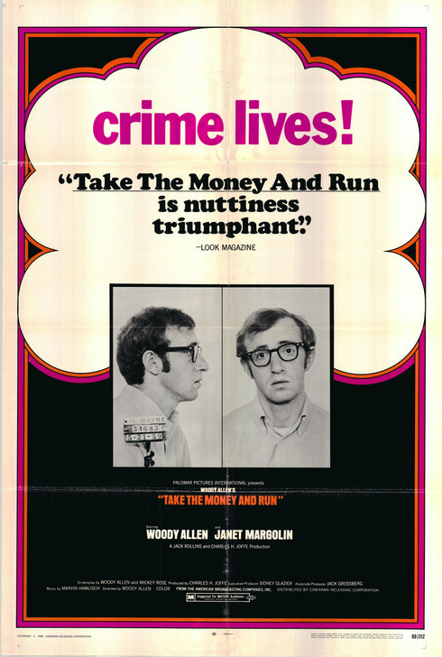 take the money and run 1969 one sheet poster folded